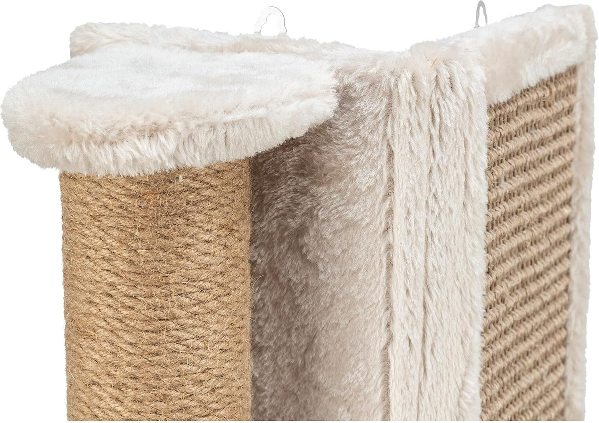 Trixie Wall Mounted Corner Scratching Board with Extra Post – Vertical Sisal Rope Pad for Indoor Cats – Easy-Install Corner Scratch Pad – Beige, 5.9 x 5.9 x 19.7 in