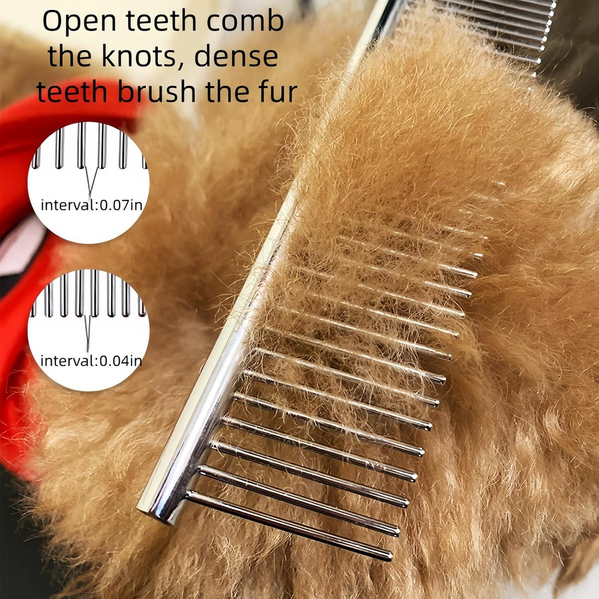 2 Pcs Pet Grooming & Flea Combs, Moderate Tooth Spacing, Effectively Remove Fleas and Tangled Hair, Suitable for Grooming All Kinds Of Pets