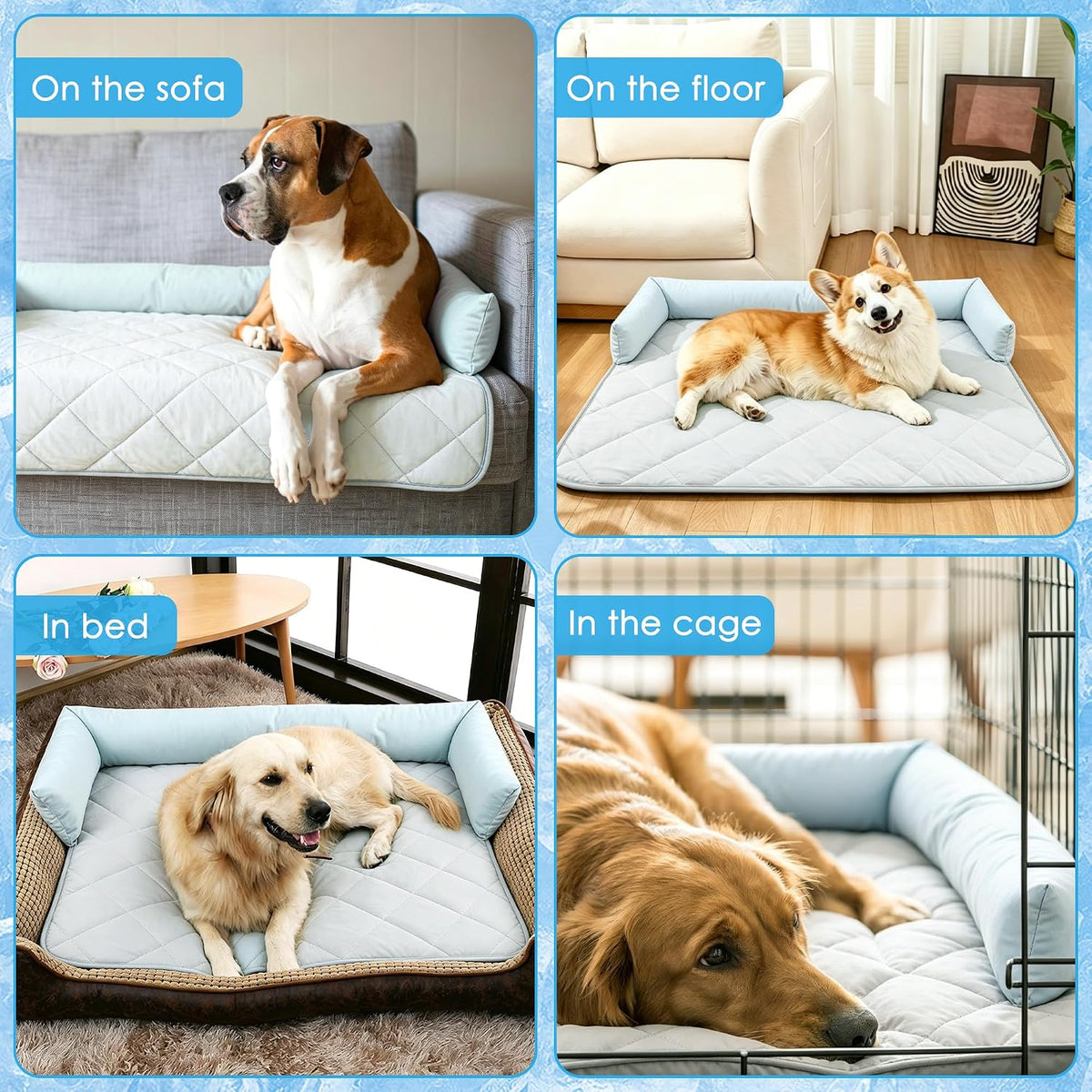 Cooling Blanket for Dogs, Dog Cooling Mat & Bed, Furniture Protector with Removable Washable Pillow, Durable & Breathable Pet Throw for Sofa, Car and Furniture Protector, X-Large