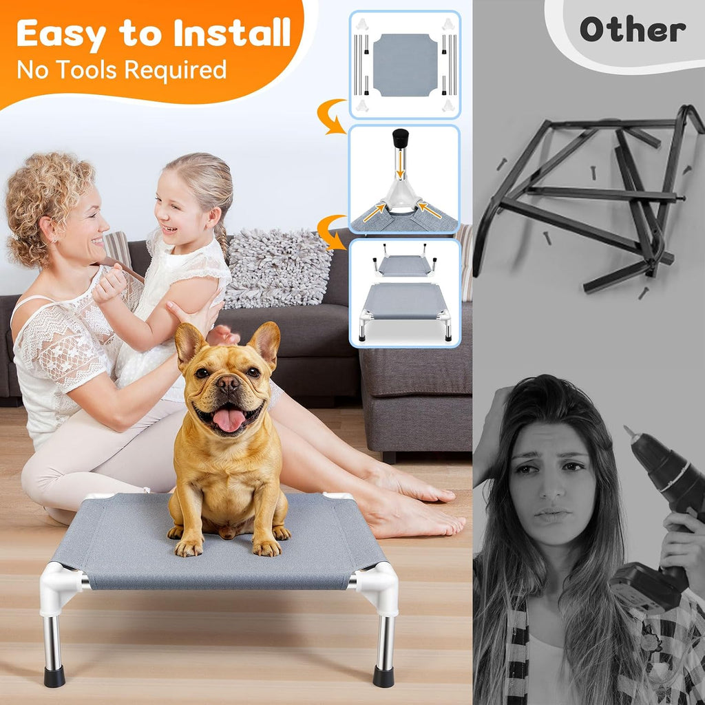 Elevated Dog Bed for Small Dogs, Dog Cooling mat Cot, Raised Dog Bed