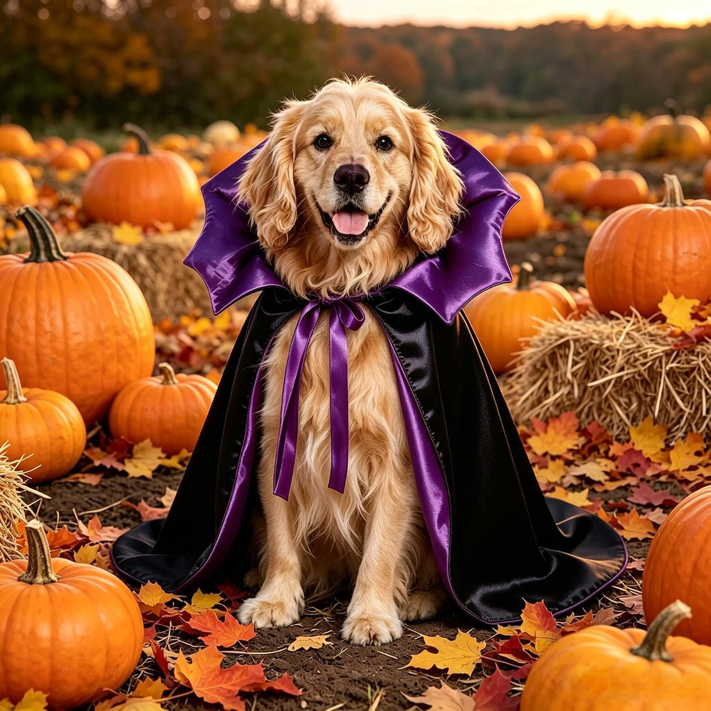 GOYOSWA Dog Halloween Costumes, Dog Vampire Devil Cape Cloak Costume Pet Halloween Costumes for Small Medium Large X-Large Dogs Pets (X-Large)