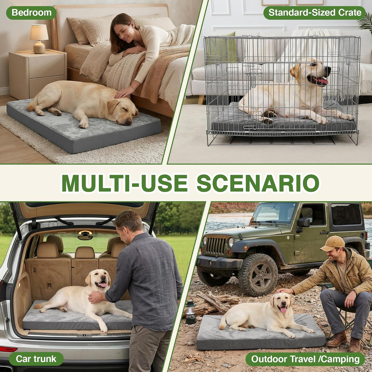 Waterproof XL Dog Beds Large Outdoor Washable Foam Crate Pad 42" Anti-Slip