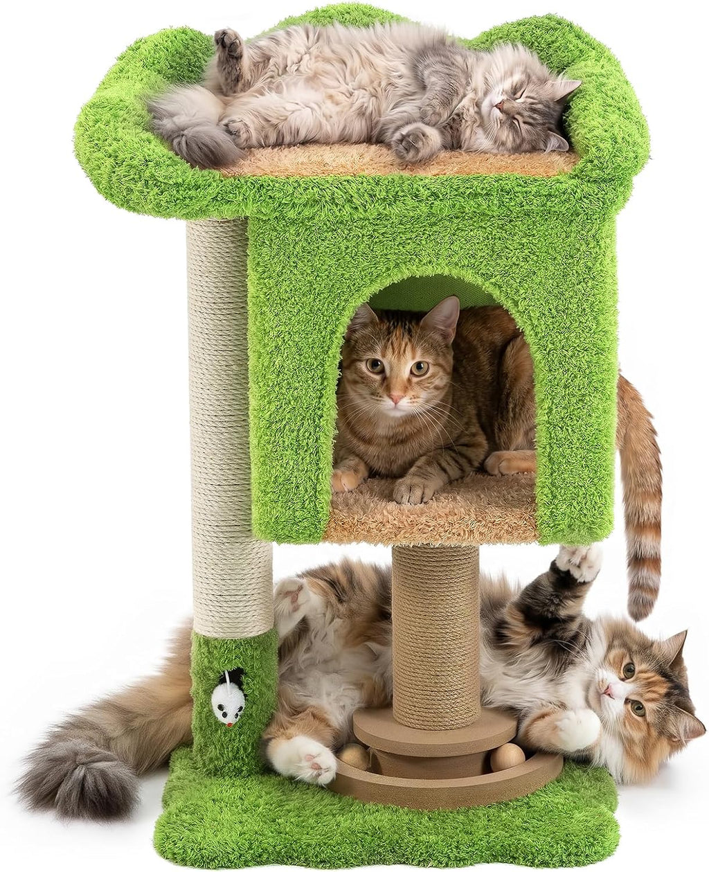 WOOCHPET Cat Tree with Sisal Scratching Posts and Cat Toys for Indoor Kittens