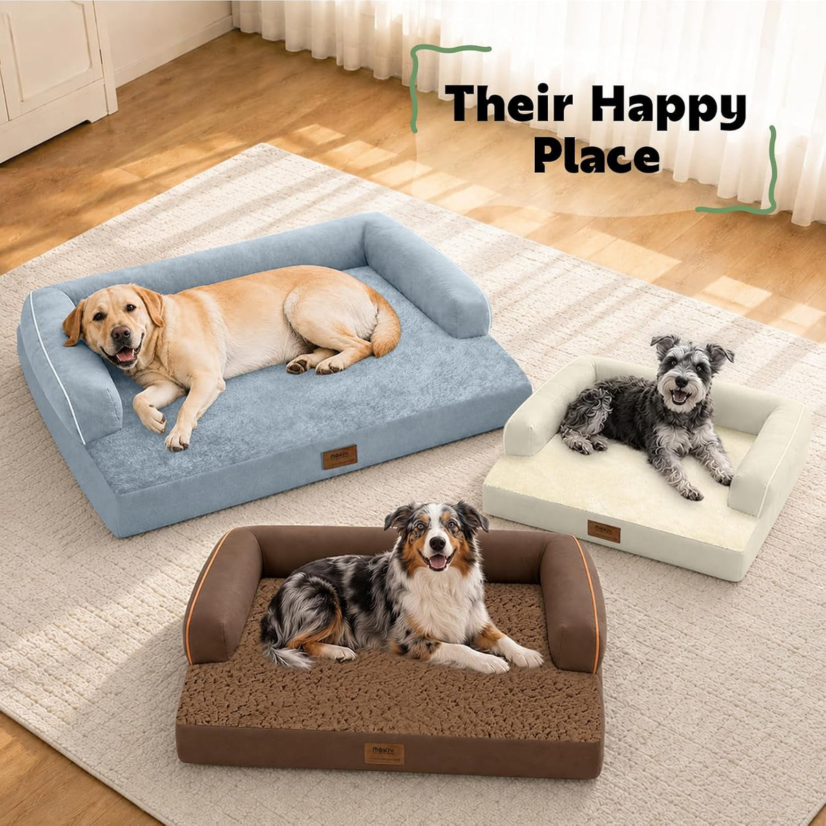MEKIY Orthopedic Waterproof Dog Bed with Bolster for Extra Large Size Dogs