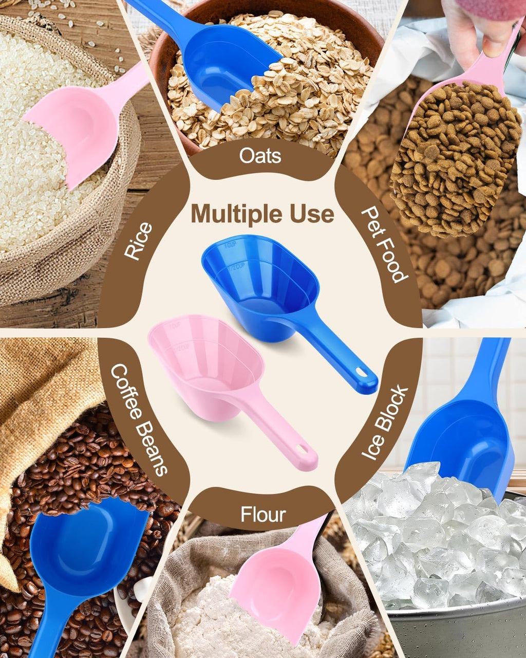 2 PACK Dog Food Scoop,1 Cup Capacity Pet Food Scoop For Dog and Cat