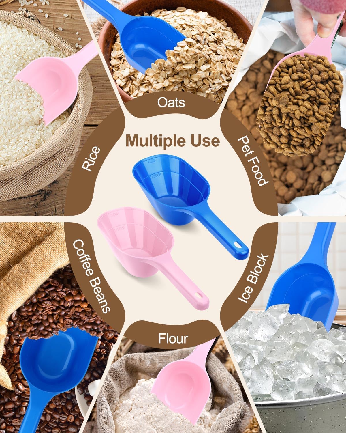 2 PACK Dog Food Scoop,1 Cup Capacity Pet Food Scoop For Dog and Cat