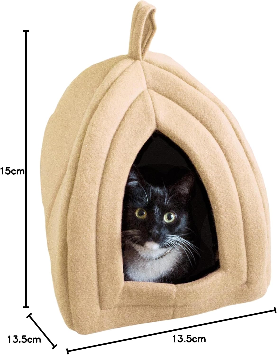 Cat House - Indoor Bed with Removable Foam Cushion - Pet Tent for Puppies, Rabbits, Guinea Pigs, Hedgehogs, and Other Small Animals by PETMAKER (Tan)