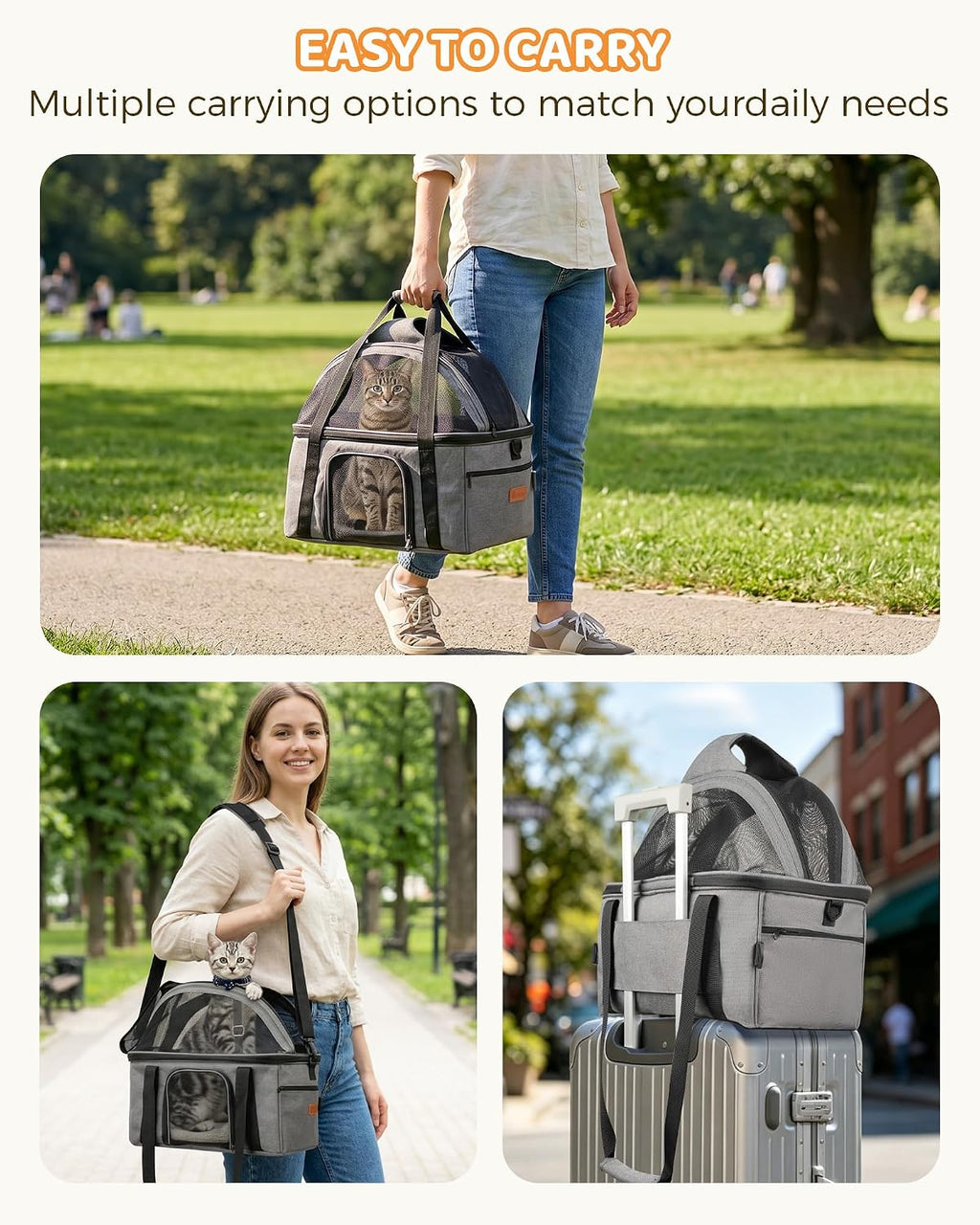 BurgeonNest Top-Expandable Cat Carrier with Full-Open Canopy, Up to 15 lbs