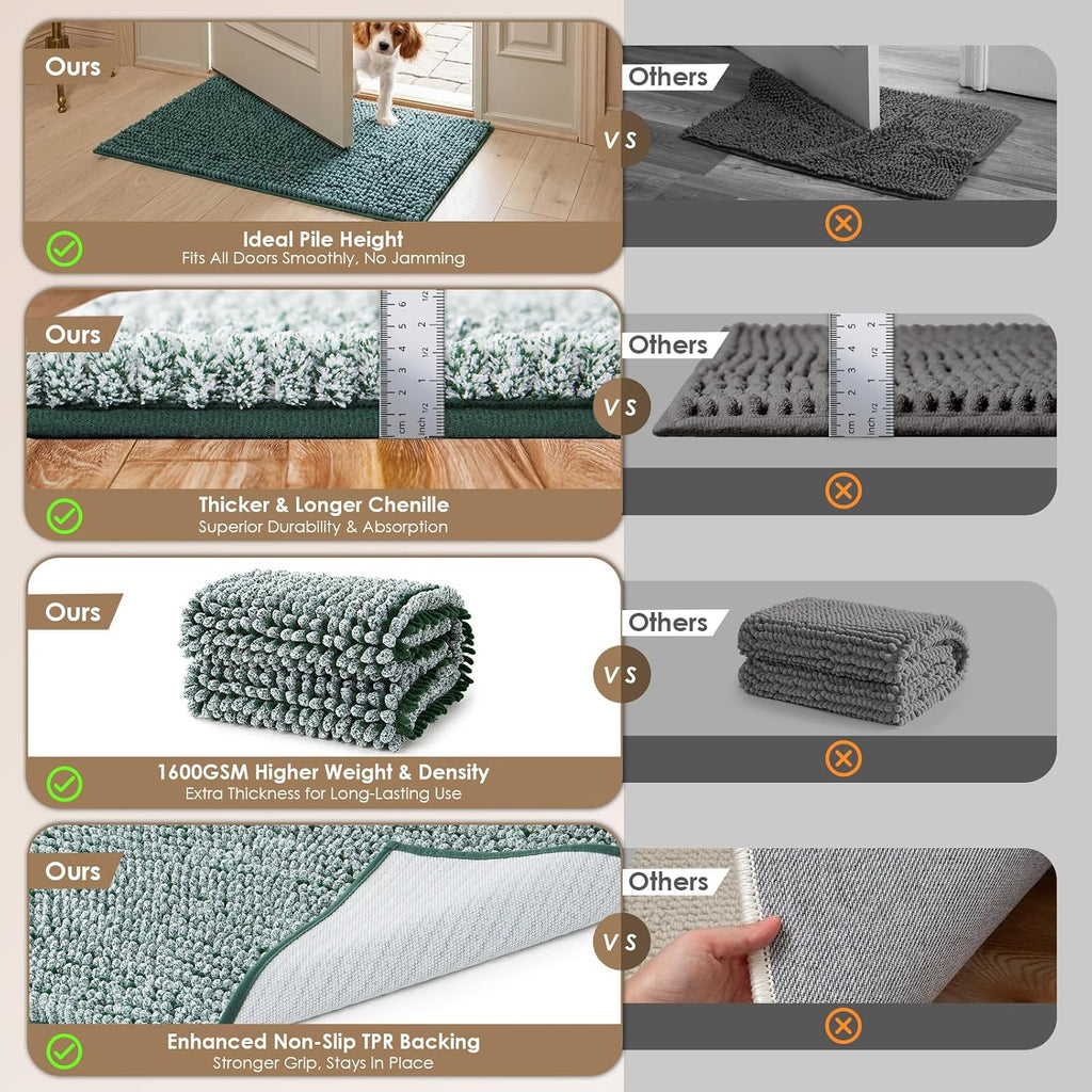 EHEYCIGA Super Absorbent Dog Door Mat for Muddy Paws 30x20 in. Entryway Rug