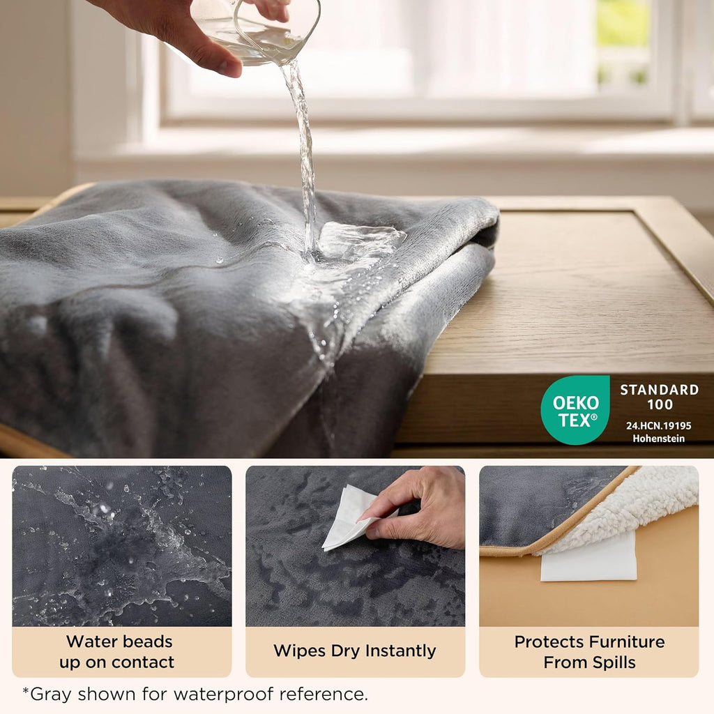 Bedsure Waterproof Blanket for Bed Soft Sherpa Fleece Throw,King 108"x86"