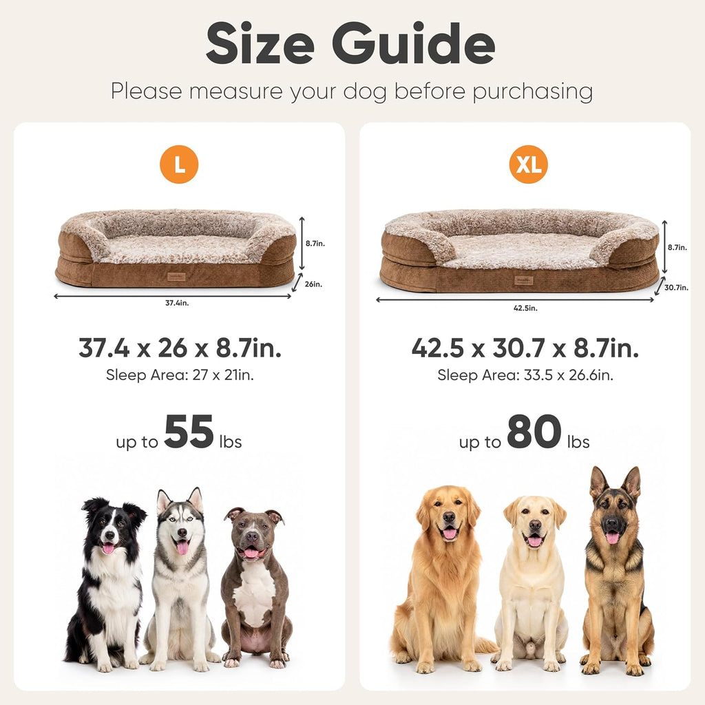 FUKUMARU Large Thickened Dog Couch Bed, Orthopedic, Waterproof & Washable