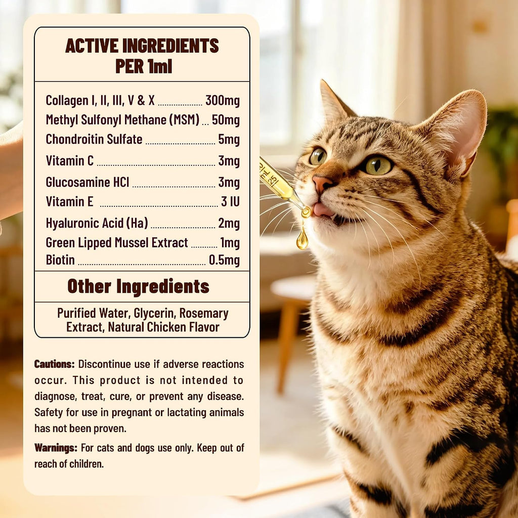 5-Type Liquid Collagen for Dogs & Cats, Chicken Flavor, 2 oz