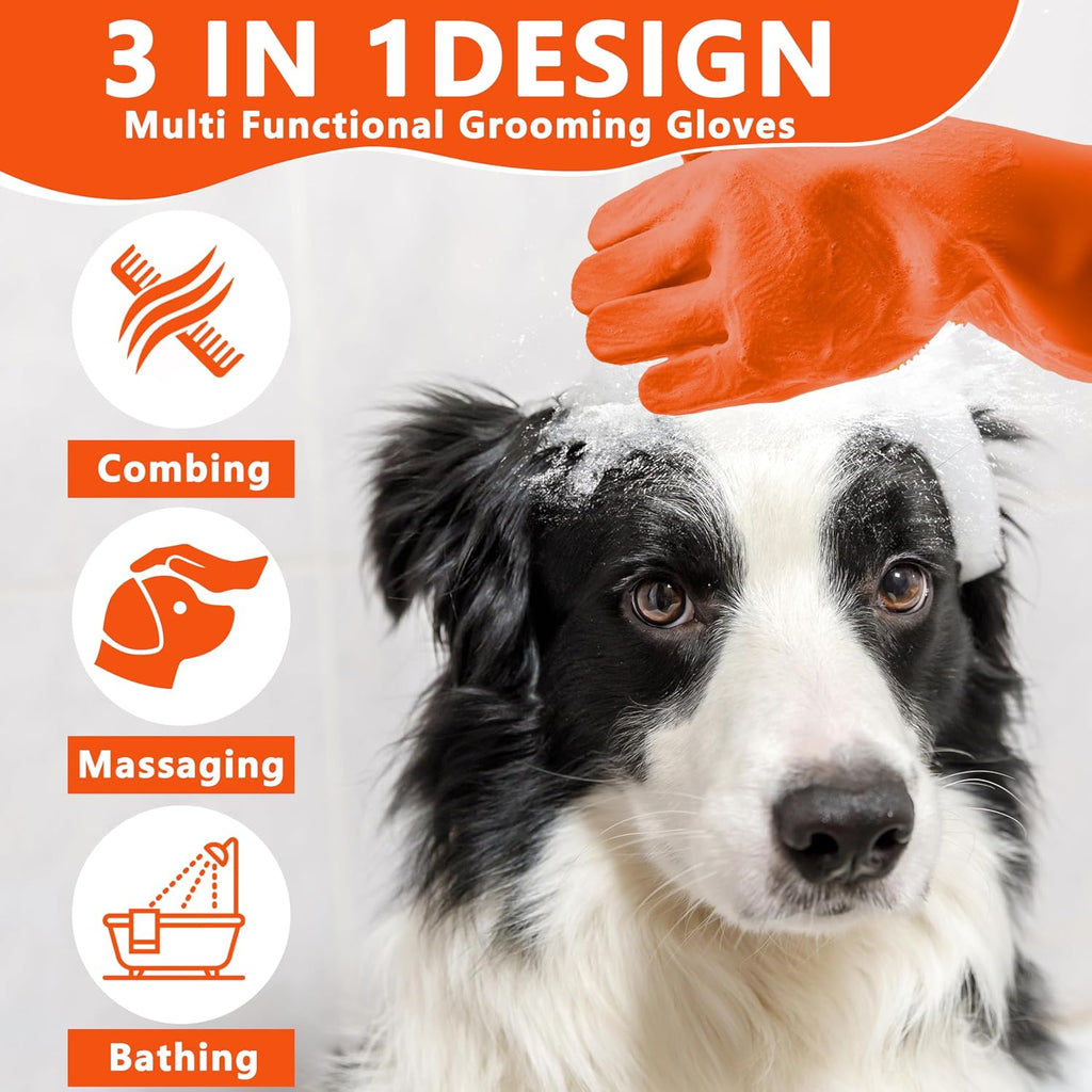 Pet Grooming Gloves—Dog Washing Gloves with High-Density Teeth