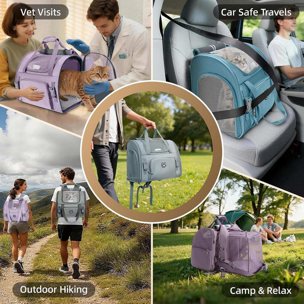 Lollimeow Cat Backpack Carrier, Large Expandable Pet Backpack for Small Dog