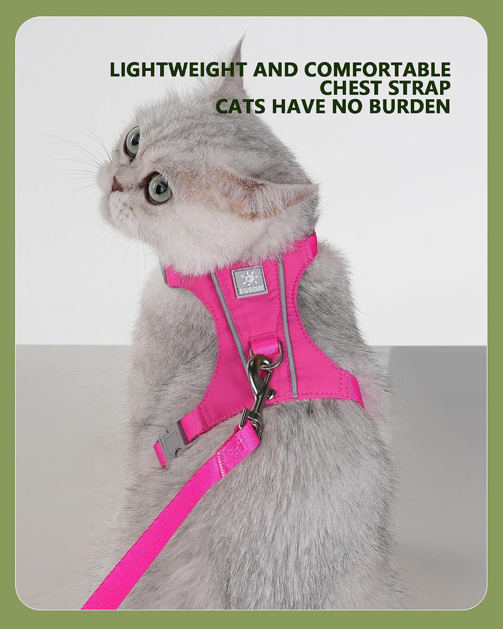 Cat Harness and Leash Set with Reflective Strips, Escape Proof Adjustable Vest, Premium Taffeta Fabric Soft Lightweight, Tear Resistant, for Kitten Small Cats Outdoor Walking (Rose, XS)