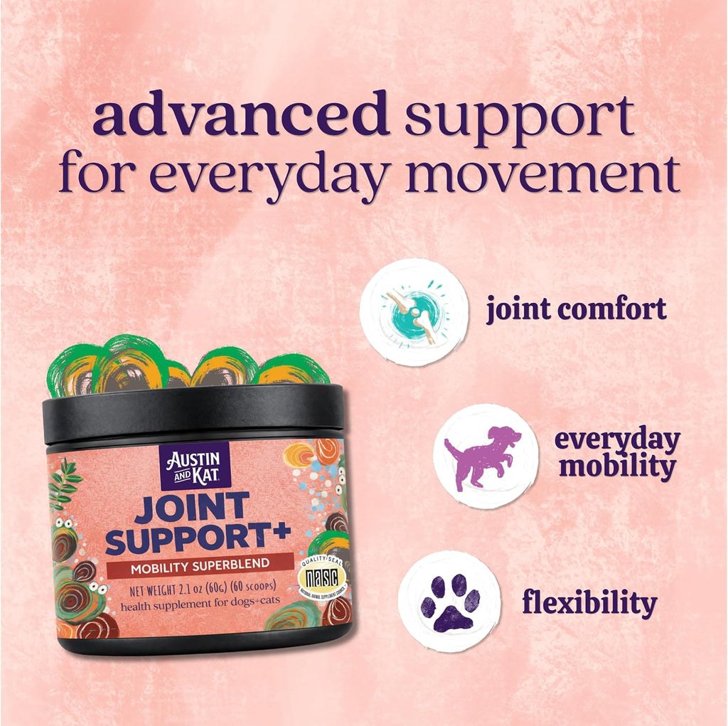 Austin And Kat Joint Support+ Powder for Dogs & Cats, 2.1 oz, 60 Scoops