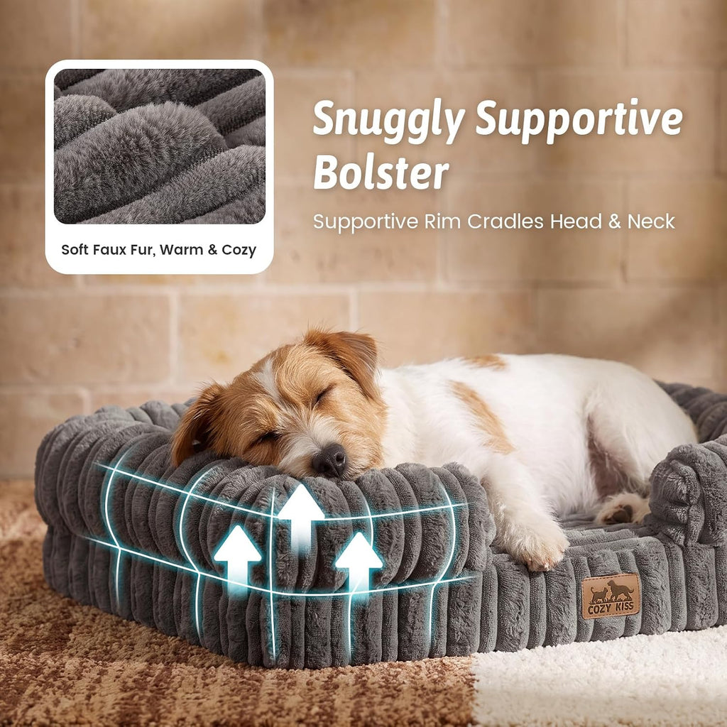 COZY KISS Orthopedic Warming Dog Bed Medium Sized Dog, 30 inches, M, Gray