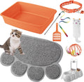 Tioncy 7 Pcs Kitten Litter Box Starter Kit with Mat, Simple, Orange