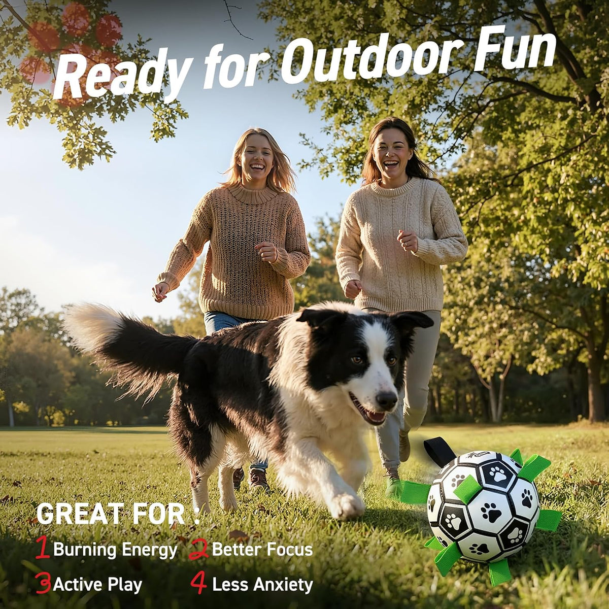QDAN Large Dog Toys, Soccer Ball for Dogs with Straps, Herding Dog Balls | Interactive Soccer Toys for Tug of War, 8 Inch Dog Ball for Medium Large Puppy, Birthday Toy for 30-90 lbs Dogs, Water Toy