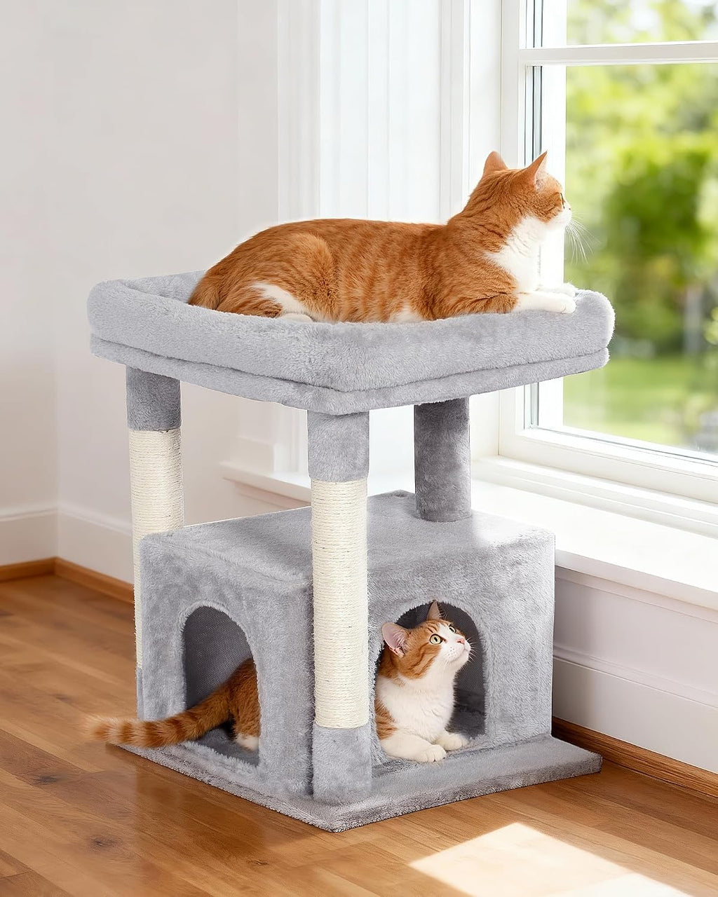 23.6" Cat Tree for Large Cat, 19 * 15.8 in Large Perch, Light Gray
