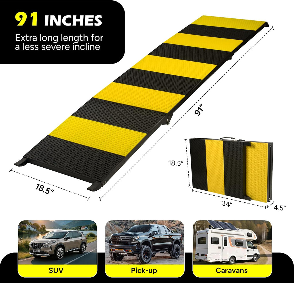 Foldable Dog Ramp for Car, 91 inches Long Portable Ramp for Large Dogs
