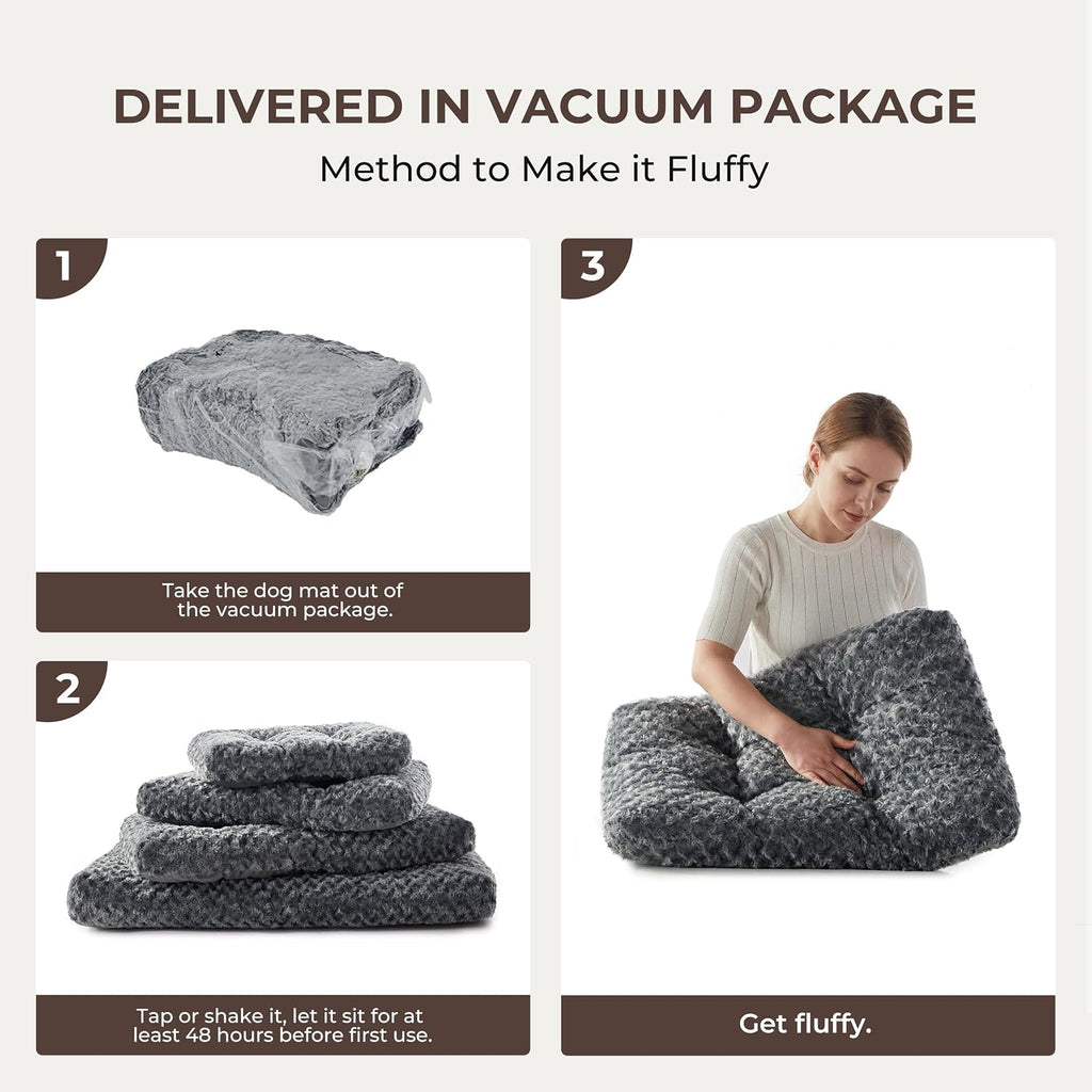 Double-Sided Dog Beds for Small Dogs, Washable Puppy Dog Crate Bed, Thick Supportive Pet Sleeping Mat, Reversible Dogs Pillow Weight Up to 25 lbs, 23x18, Dark Grey