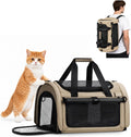 Backpackable Cat Carrier 17"x11"x11", Soft-Sided Collapsible Pet Carrier