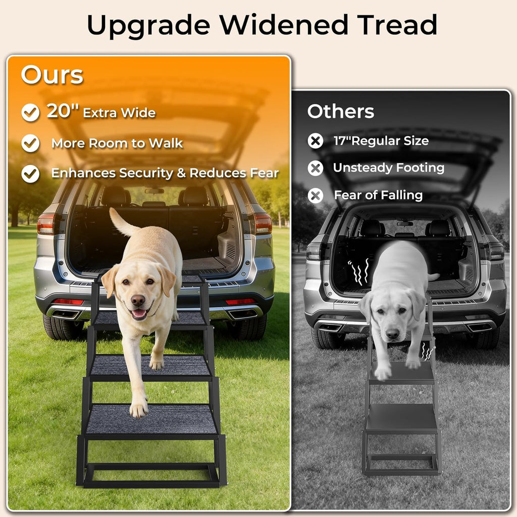 URPOWER Dog Stairs for Large Dogs Extra Wide 20" with 5-Step Dog Ramp Steps