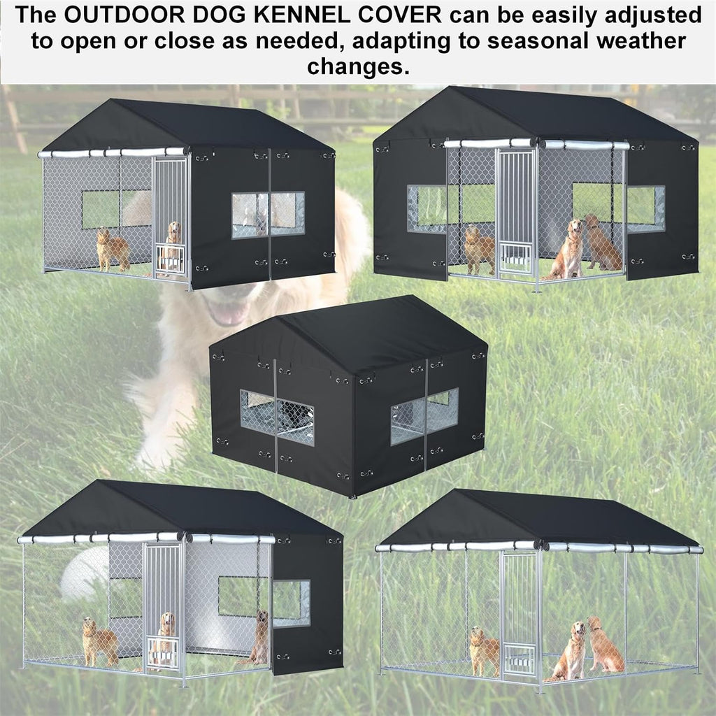 Outdoor Dog Kennel Cover 6.7x6.7x5.8 ft - Full Coverage (Only Covers)