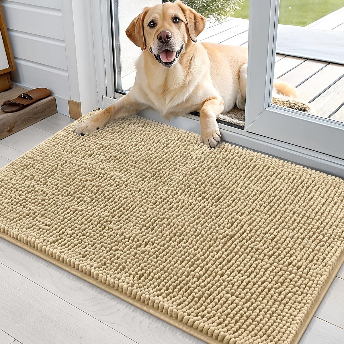 OLANLY Dog Door Mat for Muddy Paws 35x24, Super Absorbent Chenille Mud Mat
