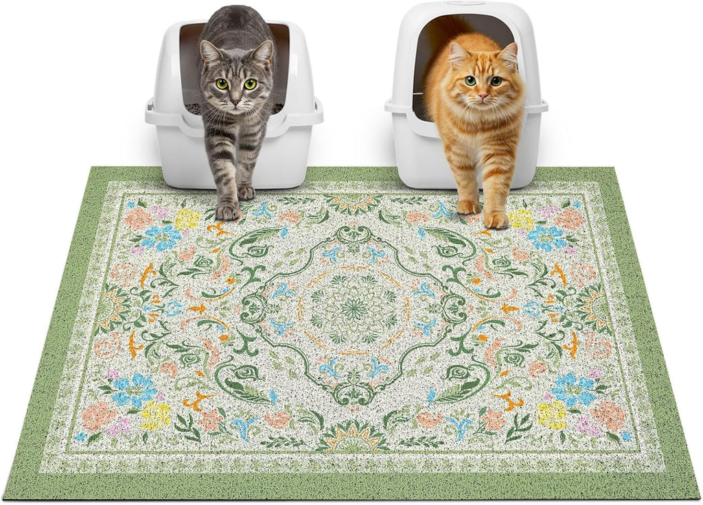 Glittme Cat Litter Mat, 33"x22" Non-Slip Washable Trapping Mat for Cats | Litter Trapping Mat With Thick PVC Coil To Catch Scatter, Soft On Paws And Waterproof Bottom To Protect Floors