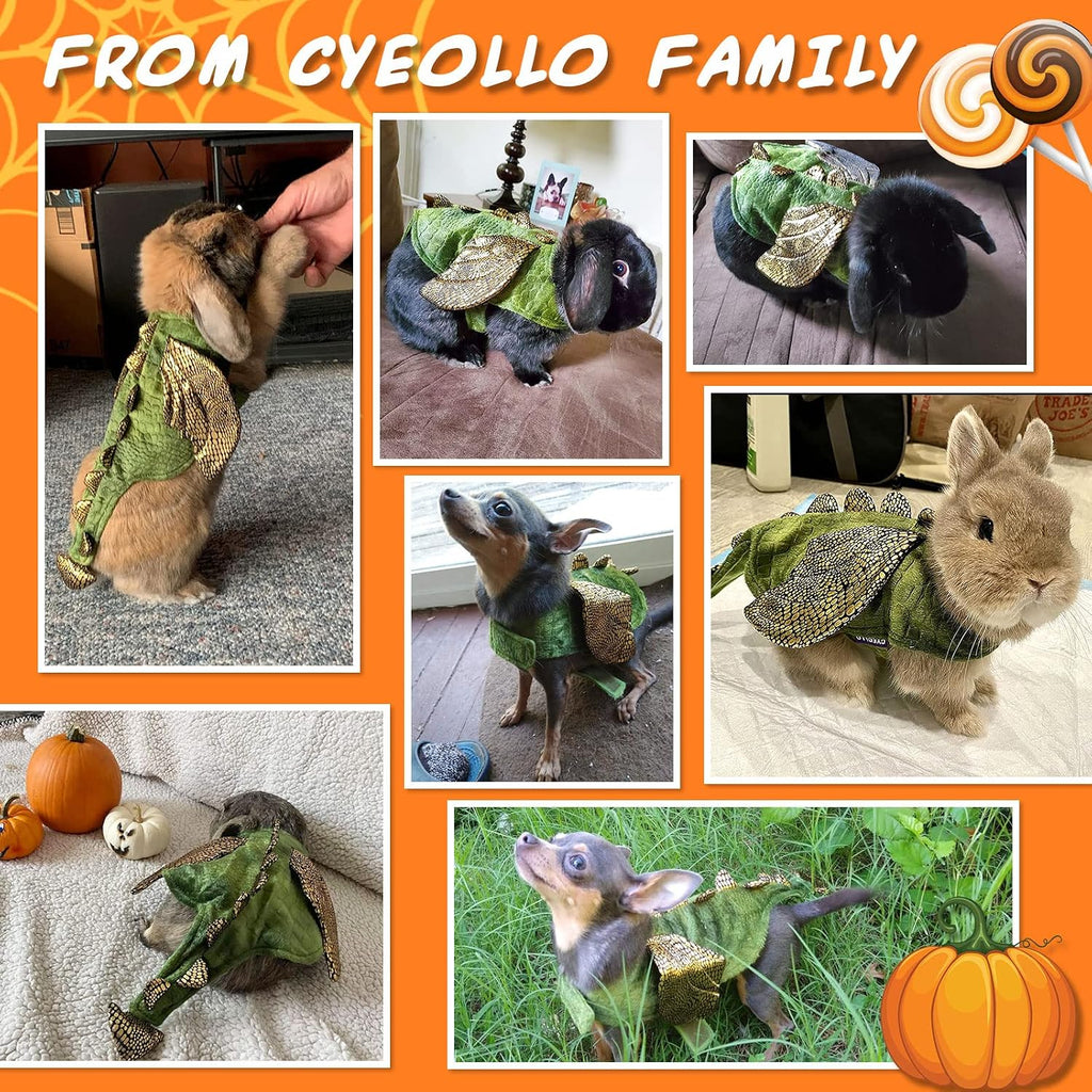cyeollo Dinosaur Halloween Costume for Rabbit Bunny Puppy Kitten 2lb to 4lb