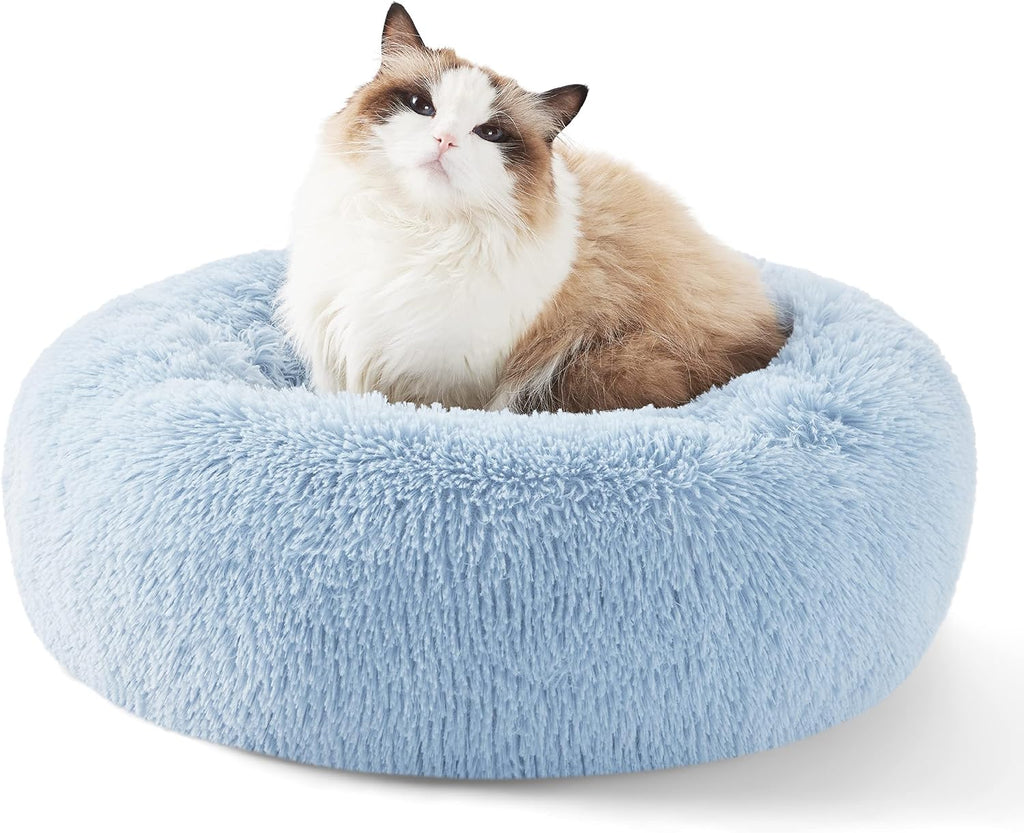 Bedsure Calming Cat Beds Donut Round Washable Kitten Bed,20 inches