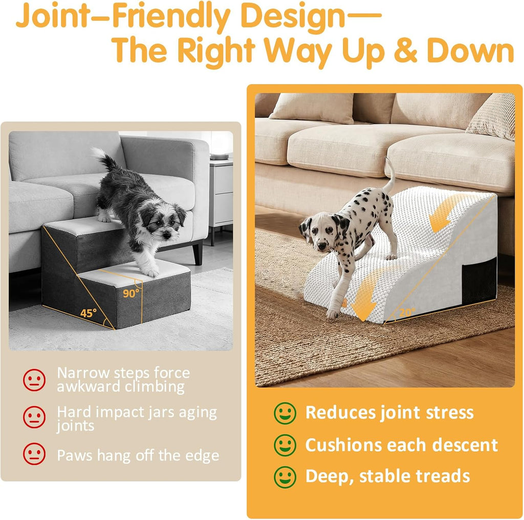 Topmart High Density Extended Foam Dog Ramp&Steps 2 Tiers,11.8" High