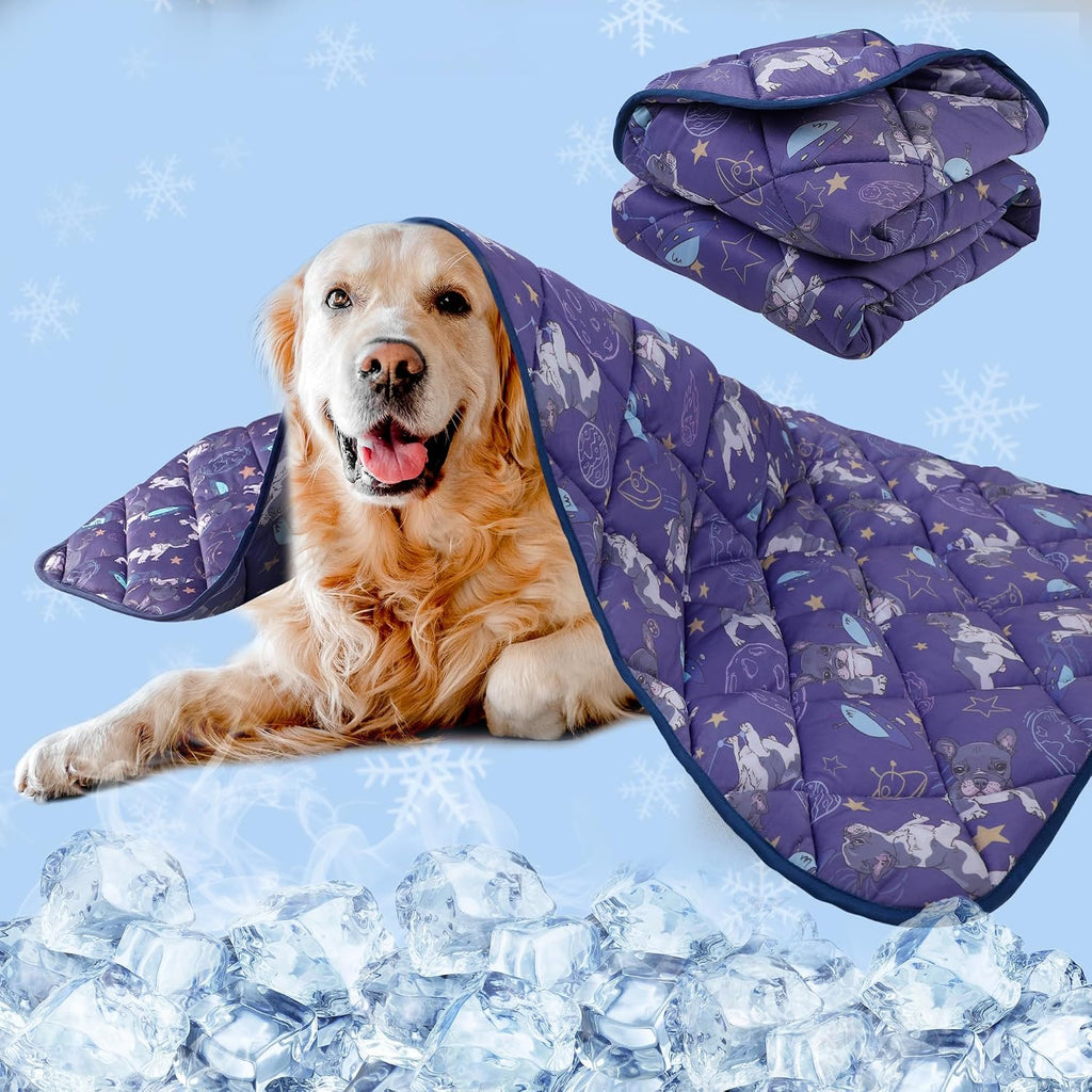 Cooling Blanket for Dogs, Dog Cooling Mat & Bed, Q-MAX>0.42- Lightweight, Durable & Breathable Pet Throw for Sofa, Car and Furniture Protector, Reversible Design, 22"x28"