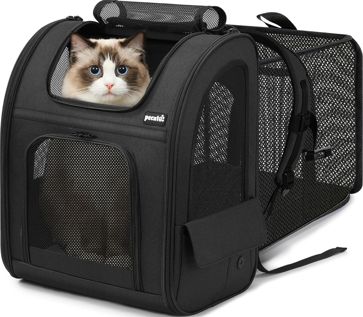 pecute Dog Backpack Expandable, Cat Carrier Backpack Breathable, Large