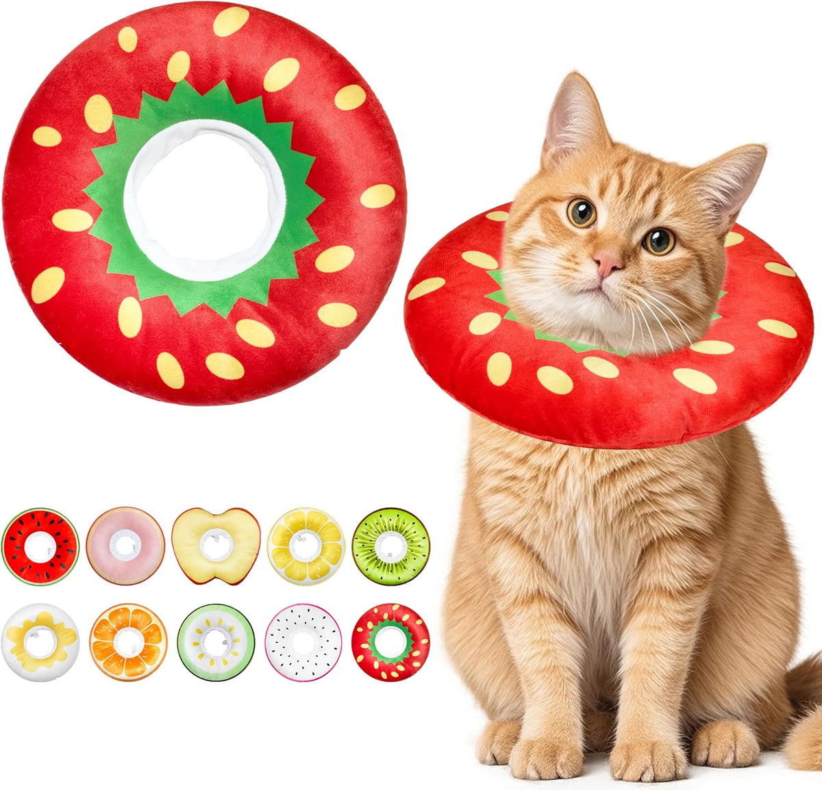 Cat Cone Collar Soft, Cat Recovery Cone (Strawberry, M)