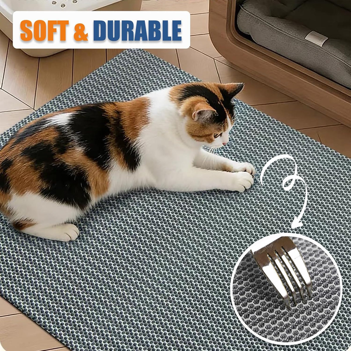 Cat Litter Mat 23''x17'', Non-Slip Litter Trapping Mat for Litter Box