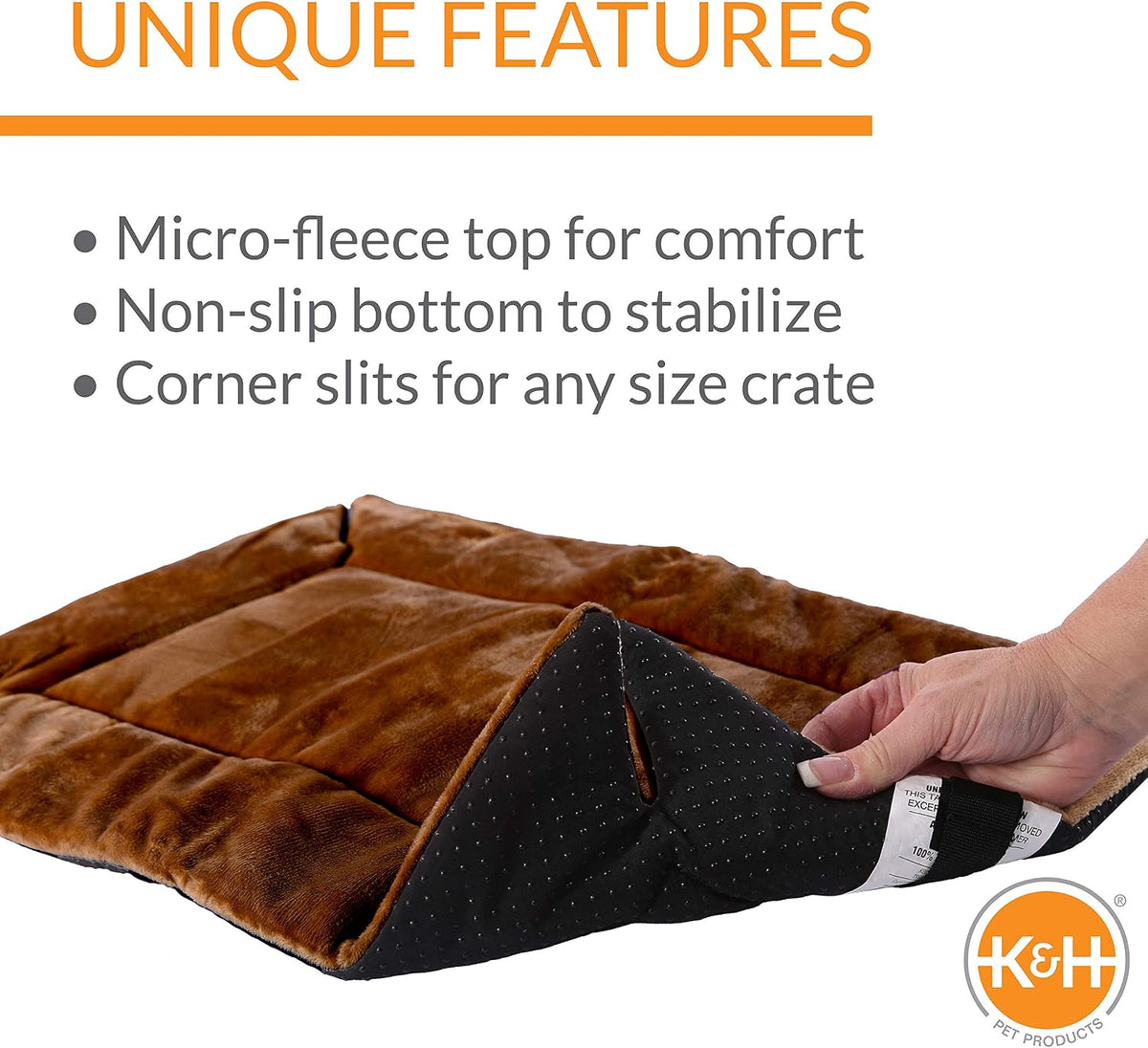 K&H PET PRODUCTS Self-Warming Crate Pad Mocha X-Small 14 x 22 Inches