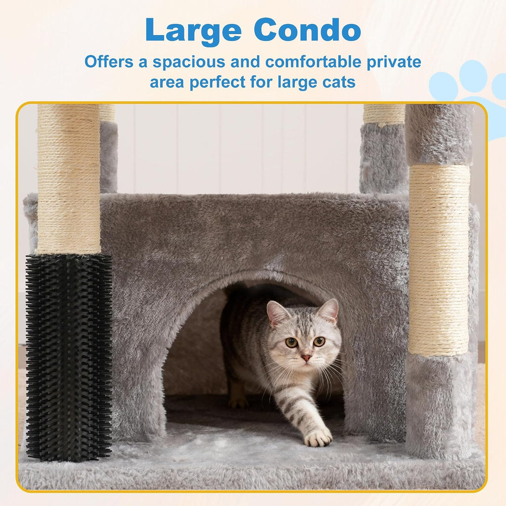 Hey-brother Cat Tree Tower with Large Platform, Spacious Condo, MPJ060W
