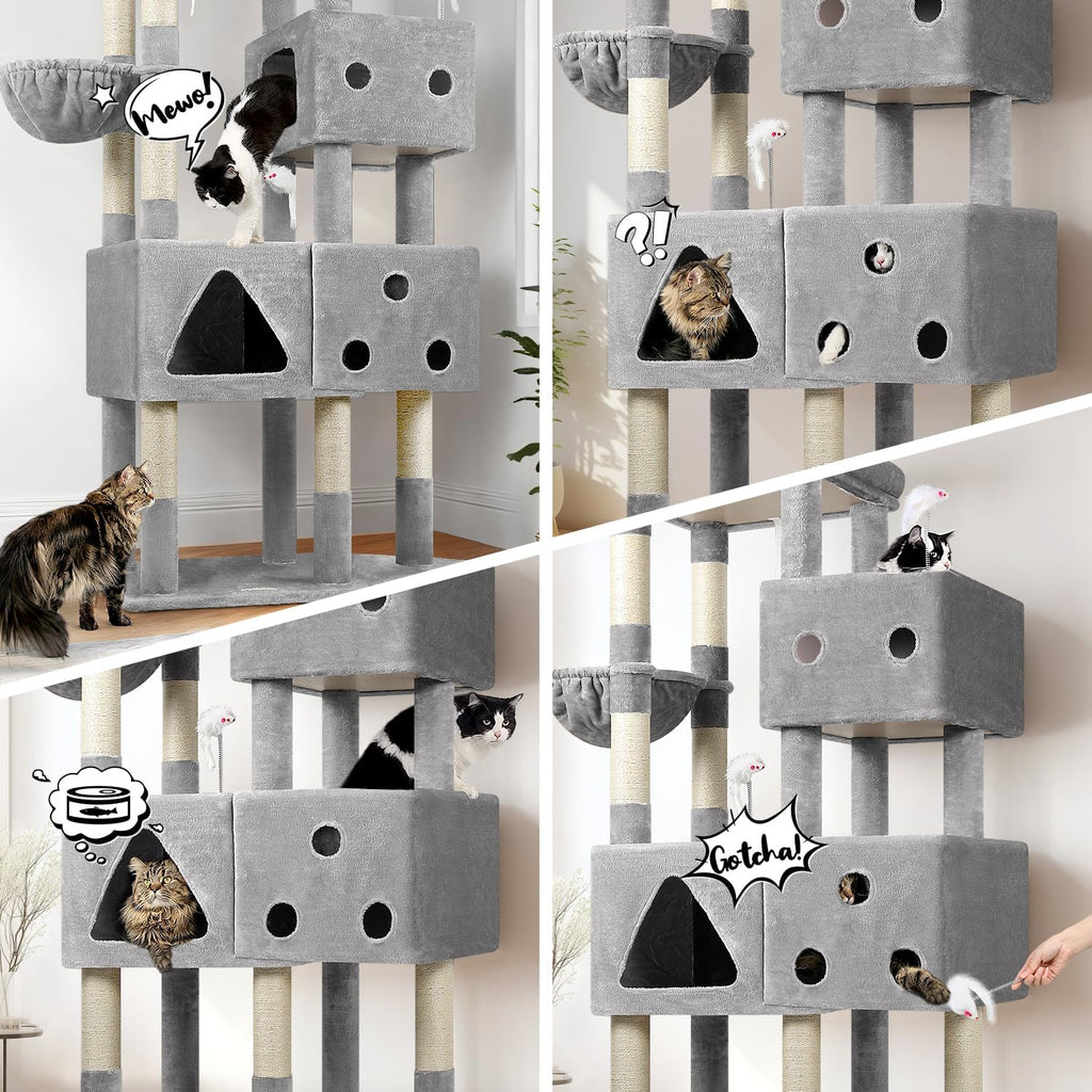 Globlazer Extra Large Cat Tower for Big Cats 20 lbs, 81in, F81, Light Grey