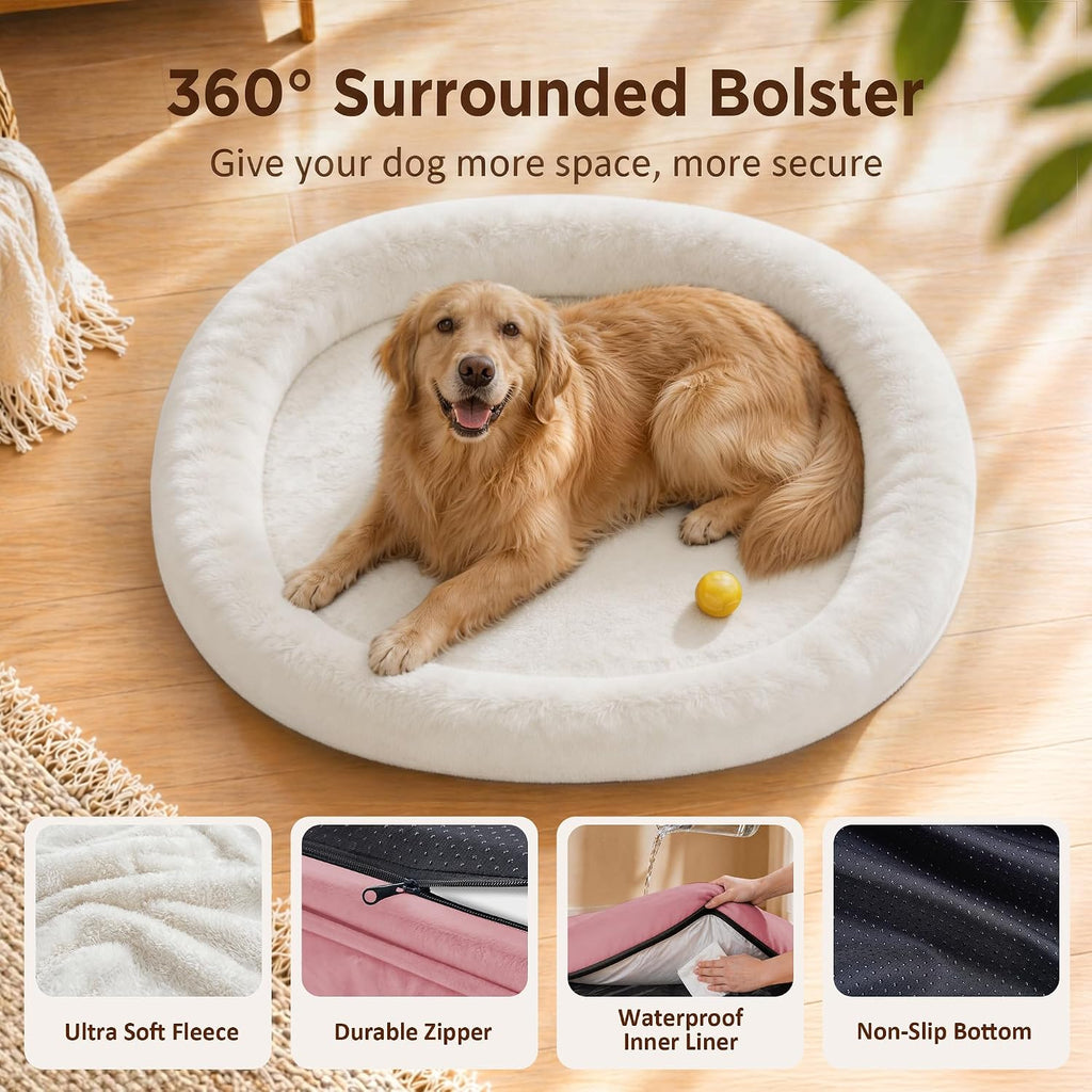 Waterproof Orthopedic Dog Bed for Large Dogs, Pink