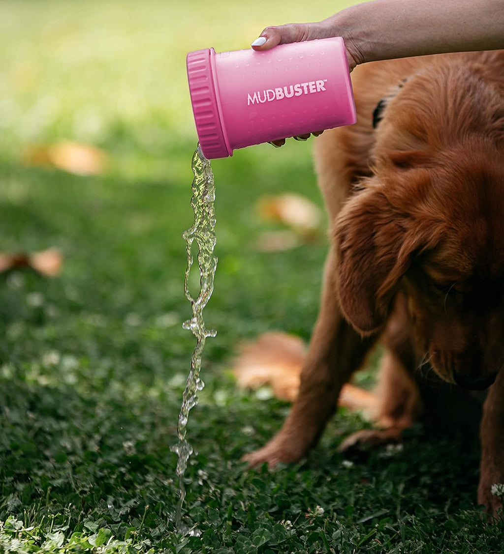 Dexas MudBuster Medium Dog Paw Cleaner, Pink, Fits 1.5"-2.5" Wide Paws, Gentle Silicone Bristles for Quick, Easy Cleaning 