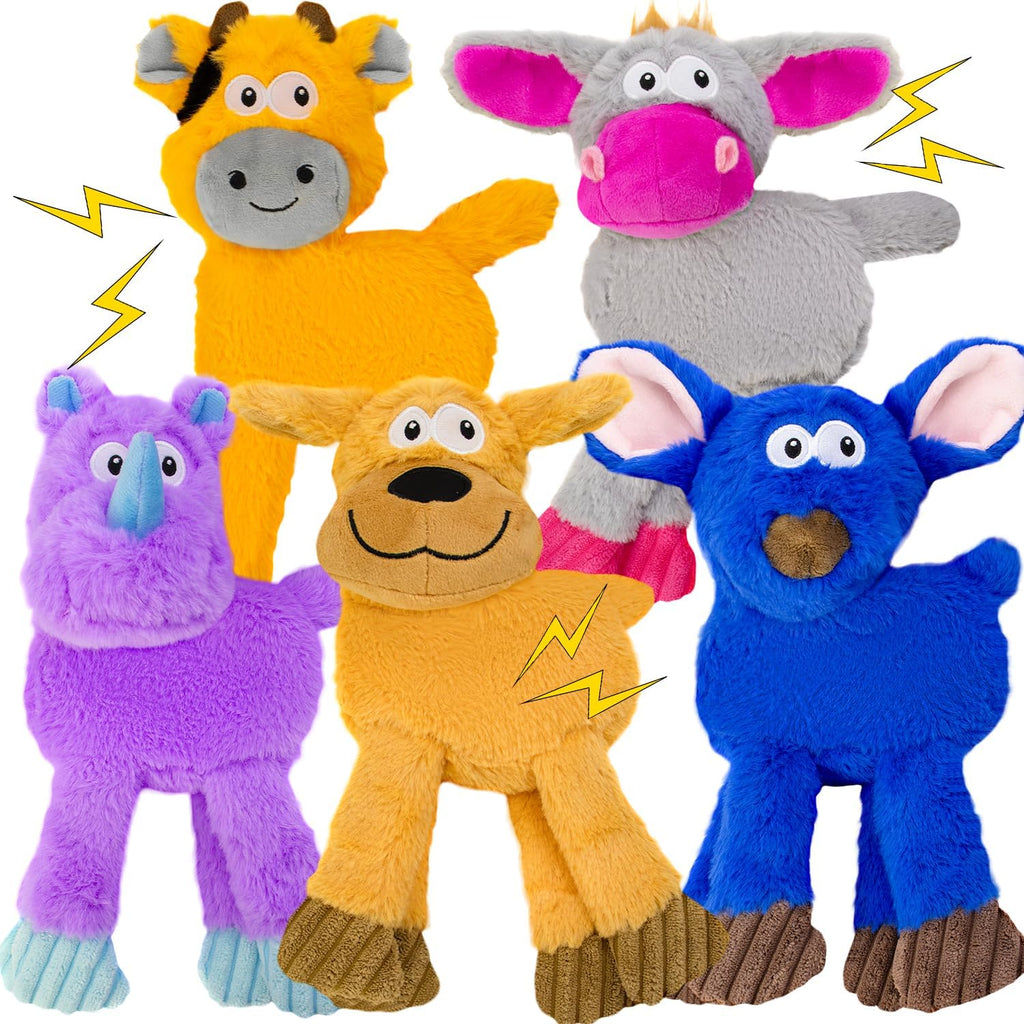 5 Pack No Stuffing Plush Dog Toys for Small Dogs | Lightweight Floppy Flat Crinkle Squeaky Toys，Teething Puppy Gifts，Machine Washable，Christmas toy