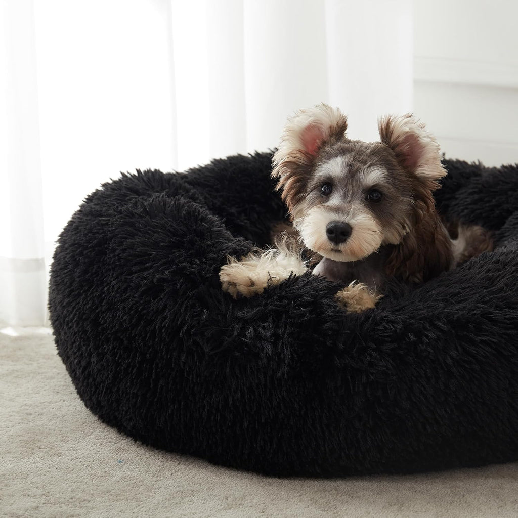 Western Home Calming Donut Small Dog Cat Bed Washable Puppy Bed,24" Black