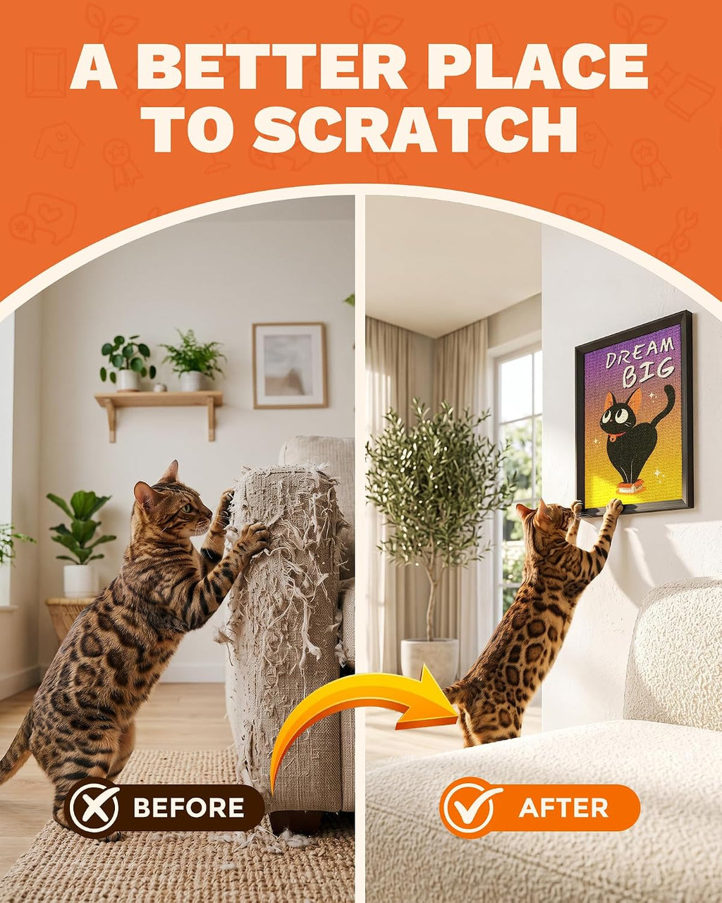 Decorative Wall Art Cat Scratcher Funny Cat Quote Sisal Scratch Pad