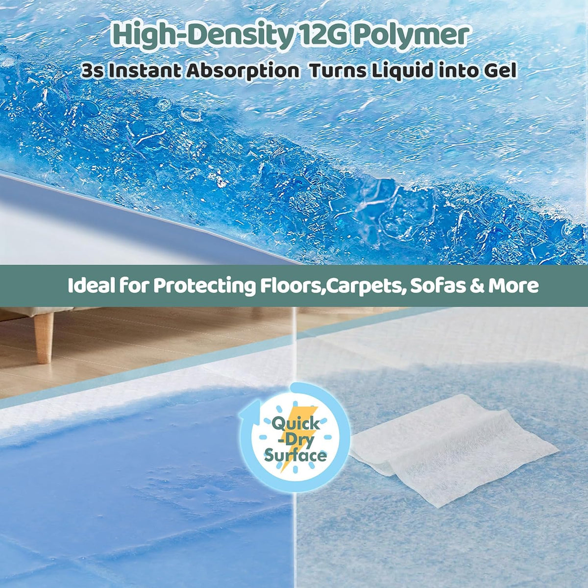 Gimars XL 6-Layer Ultra Absorbent 1200ml 48-Hour Leak-Proof Dog Pee Pads, Quick Dry Extra Large Puppy Pads for Puppy Training, Senior & Incontinent Dogs, Cats, Overnight Use, 28"x34", 30 Count