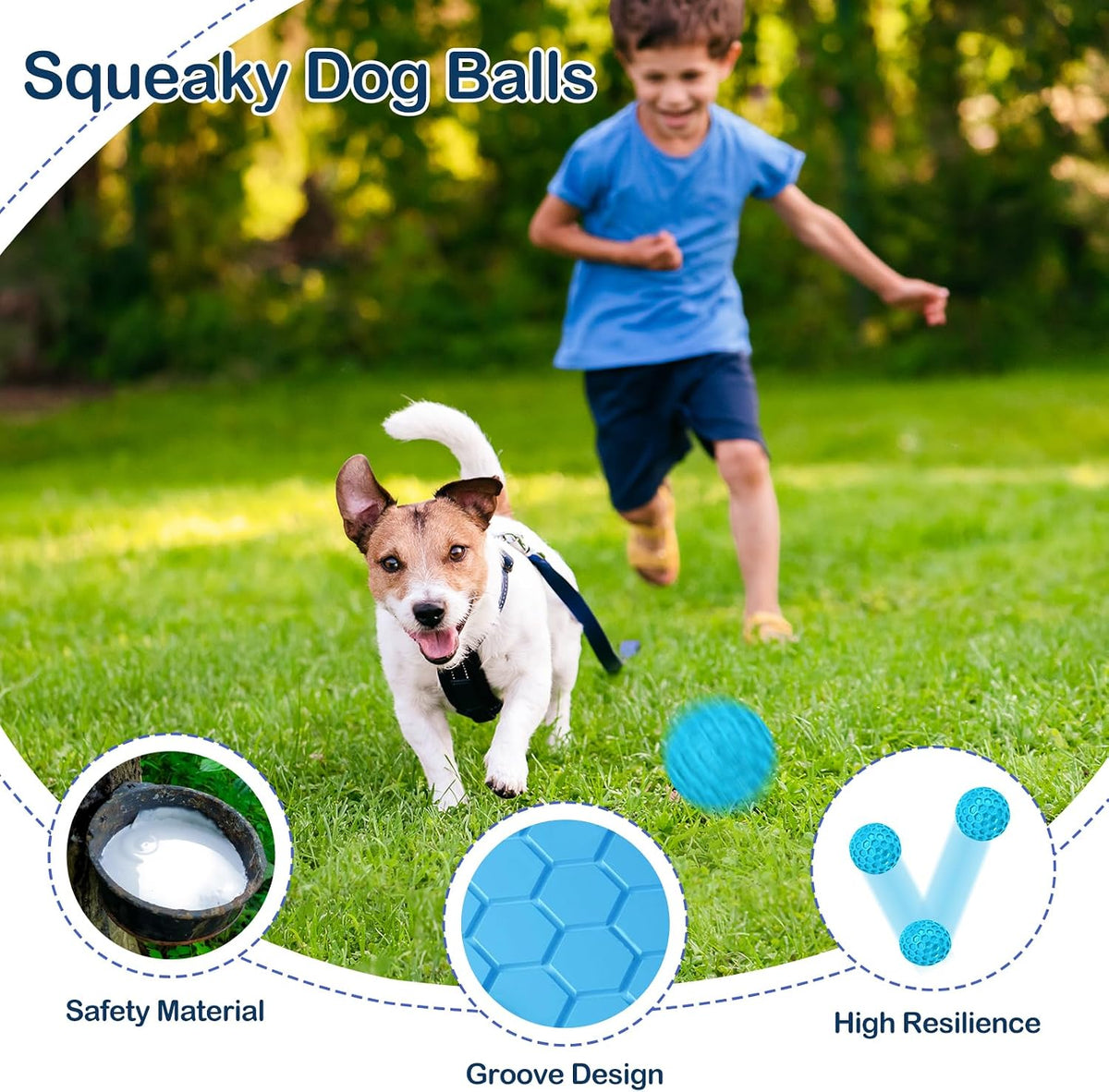 Indestructible Squeaky Dog Ball for Aggressive Chewers, Rubber Interactive Dog Toy for Teething, Relieving Anxiety. Chew Toy for Large, Medium Breeds, Outdoor & Indoor Ball.
