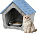 Cat Litter Box Enclosure, Resin Outdoor Litter Box with Air Holes, Cat Houses for Outdoor Cats, Wide Opening Design for Easy Cleaning, Blue