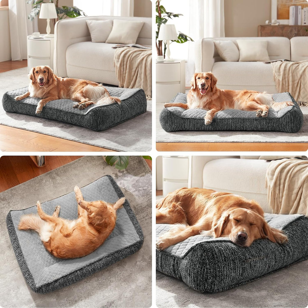 JOEJOY Orthopedic Dog Bed Medium Sized Dogs, Extra Thick Supportive Big Dog Couch Bed with Sides, Ultra Soft Pet Bed Sofa, Light Grey, 35''x25''